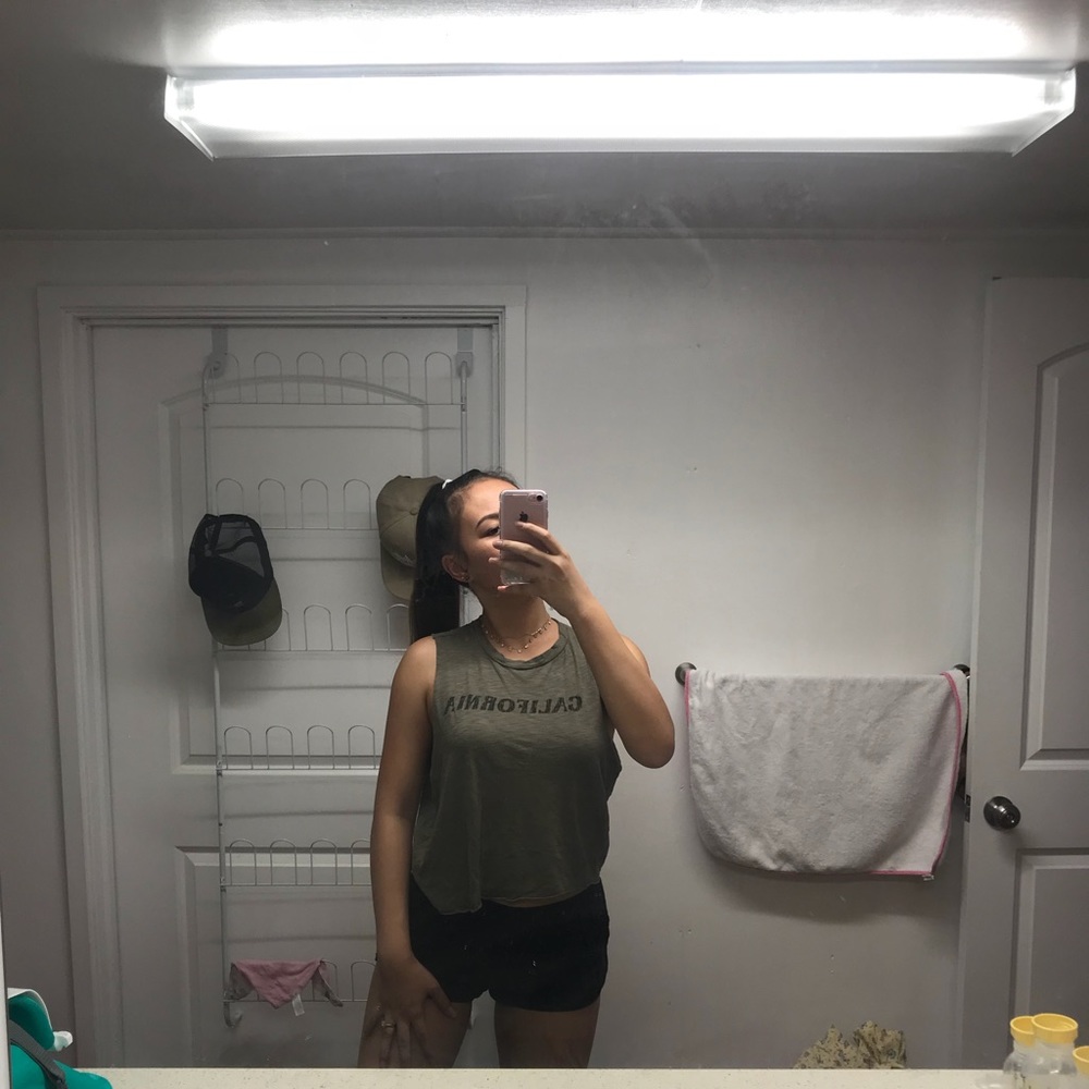 Army green muscle tank